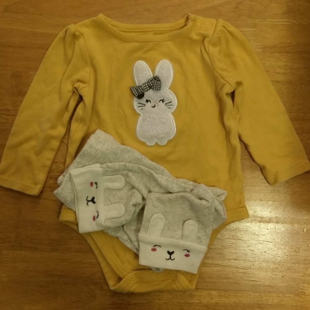 Handpicked Outfit Bunny Bodysuit w/ pants 12mo